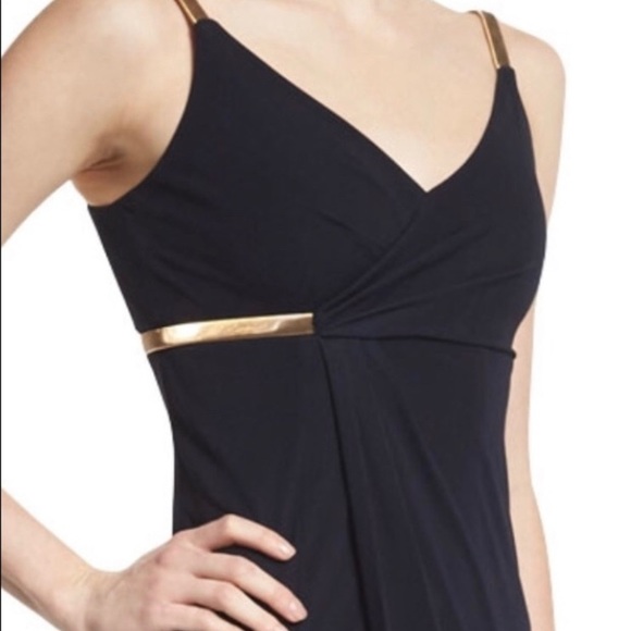 NWOT David Meister navy jersey empire waist gown - Picture 3 of 8